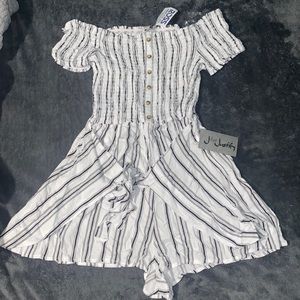 Black and white,striped romper